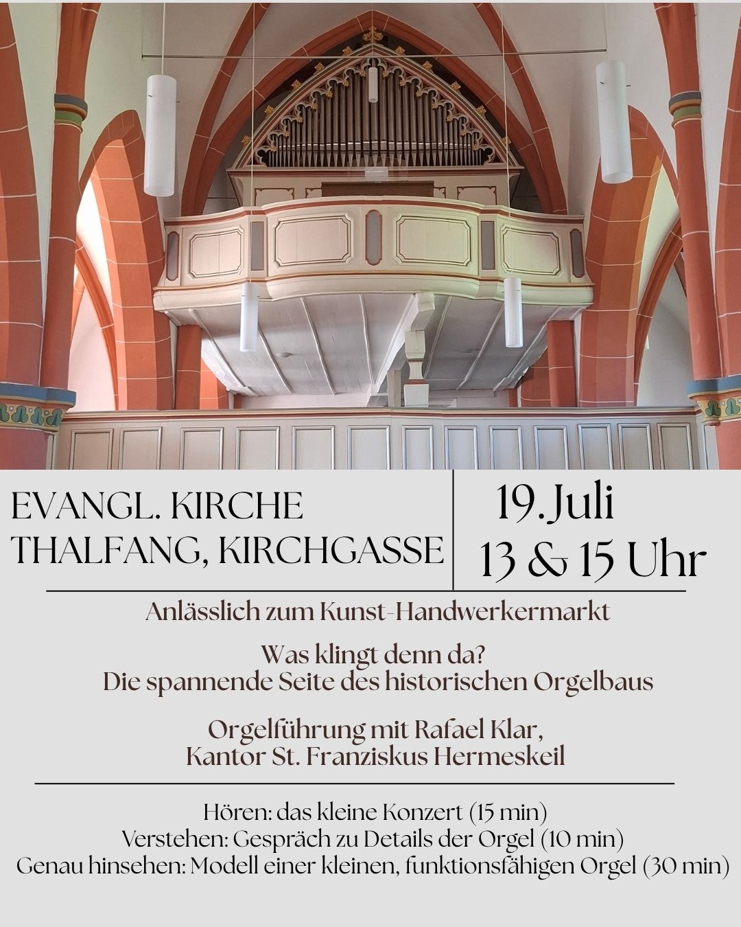 Plakat zur Orgelführung und Konzert