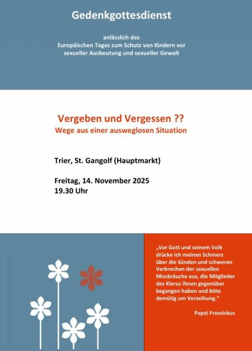 Plakat zum Gedenkgottesdienst