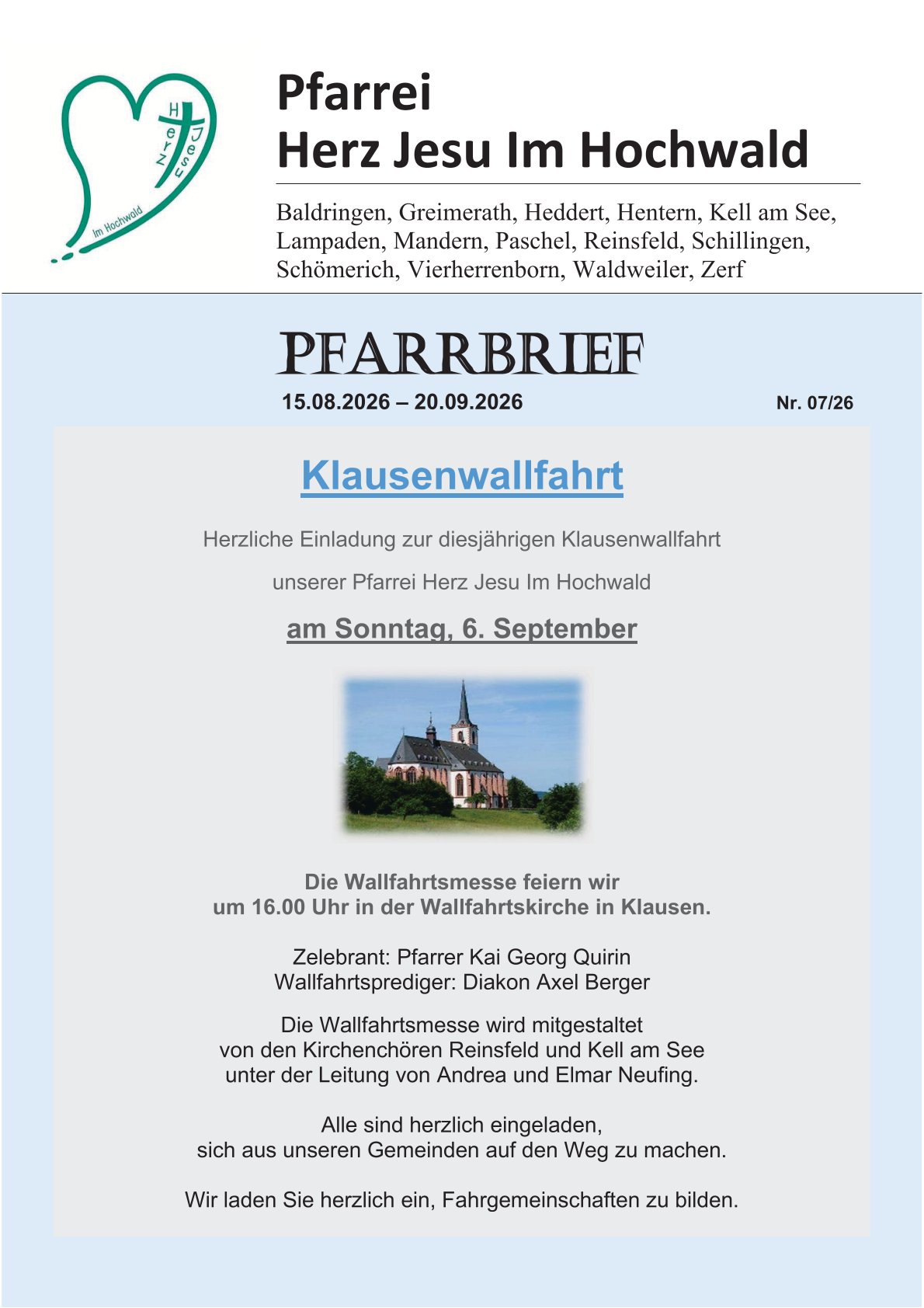 Deckblatt HJ Pfarrbrief Nr 7 (c) Pfarrei Herz Jesu Im Hochwald Deckblatt HJ Pfarrbrief Nr 7