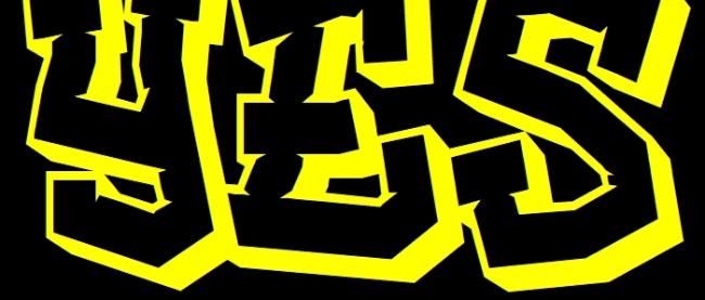 Das Logo zeigt die drei Buchstaben Y, E und S in Großschrift in gelber und roter Schrift auf schwarzem Hintergrund
