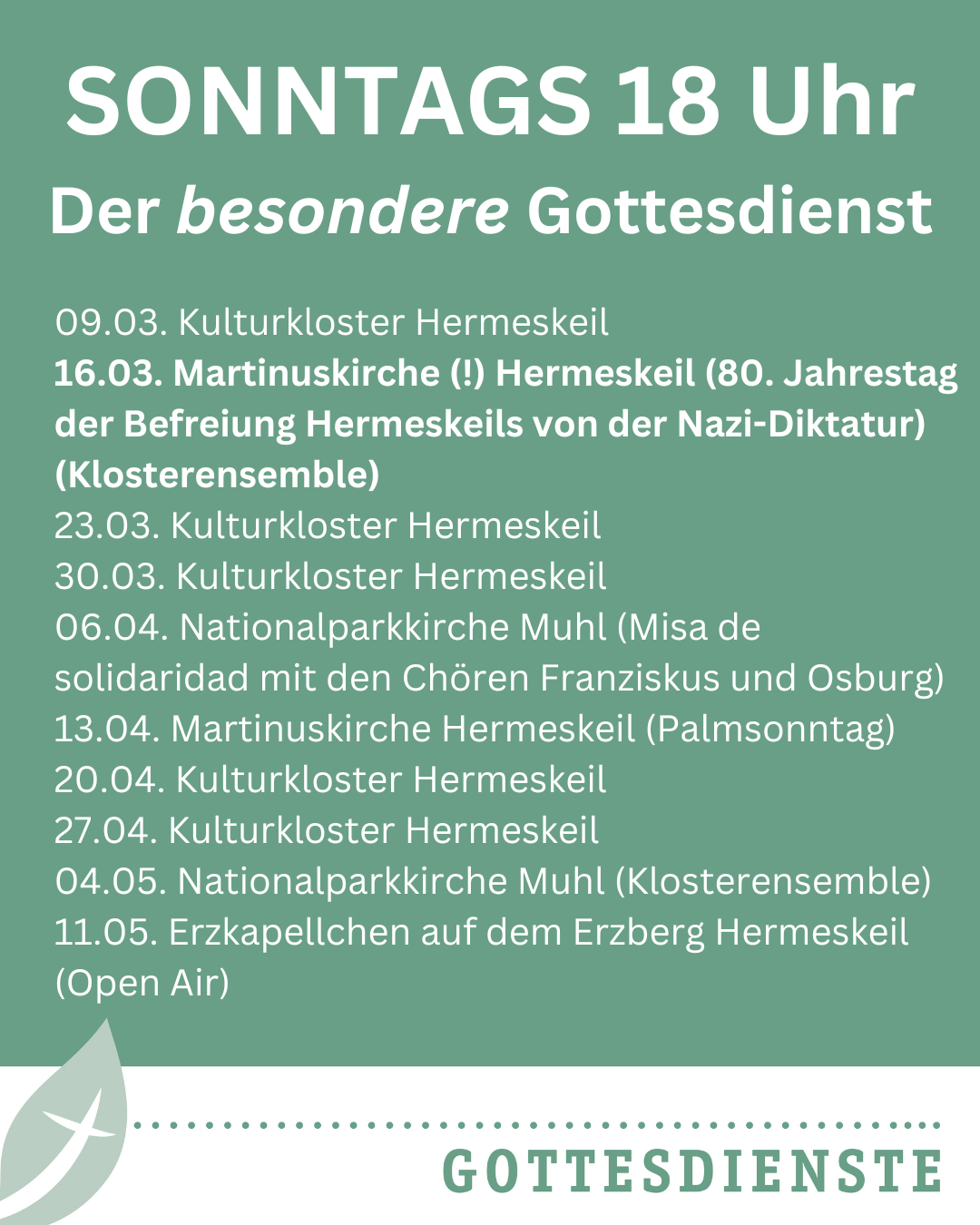 Besondere Gottesdienste