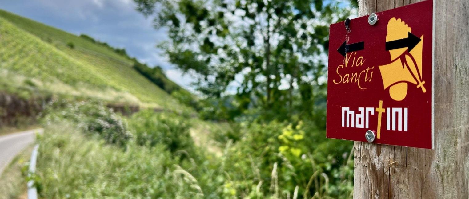 Das Bild zeigt die Eröffnung des Wegstücks mit den Informationstafeln im Mai 2023. Auch durch die Verbandsgemeinde Hermeskeil verläuft der Martinusweg. Zwischen Hermeskeil und Reinsfeld informieren Tafeln über das Leben des hl. Martin.